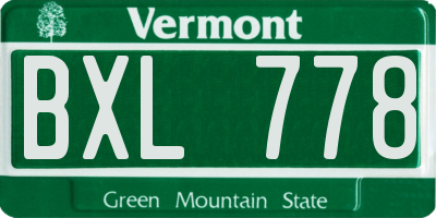 VT license plate BXL778