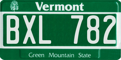 VT license plate BXL782