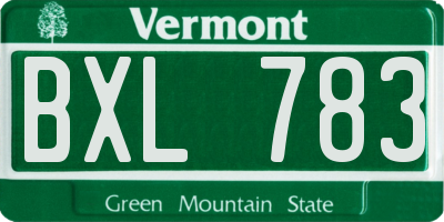 VT license plate BXL783