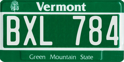 VT license plate BXL784