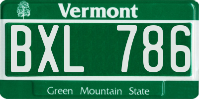 VT license plate BXL786