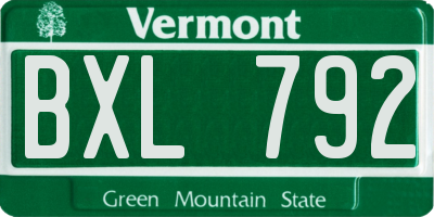 VT license plate BXL792