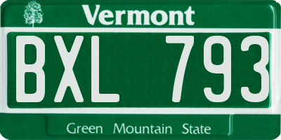VT license plate BXL793