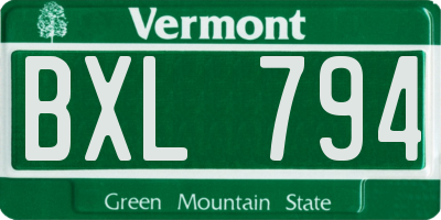 VT license plate BXL794