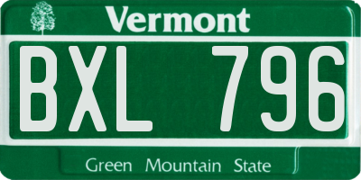 VT license plate BXL796