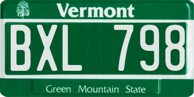 VT license plate BXL798