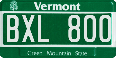 VT license plate BXL800
