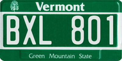VT license plate BXL801