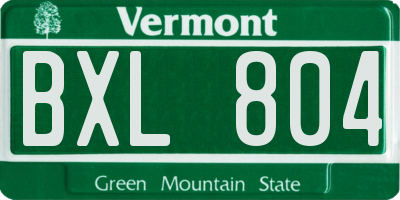 VT license plate BXL804
