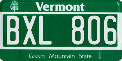 VT license plate BXL806