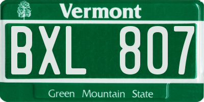 VT license plate BXL807