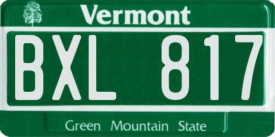 VT license plate BXL817