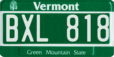 VT license plate BXL818
