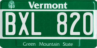 VT license plate BXL820