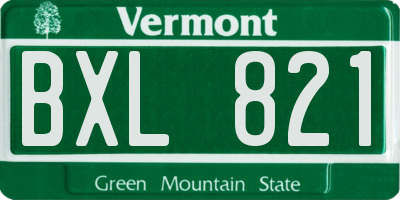 VT license plate BXL821