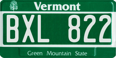 VT license plate BXL822