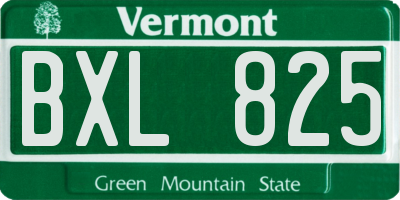 VT license plate BXL825