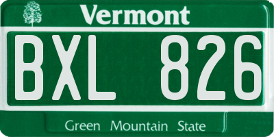 VT license plate BXL826
