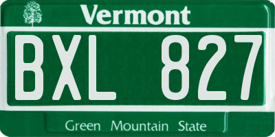 VT license plate BXL827