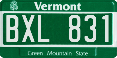 VT license plate BXL831