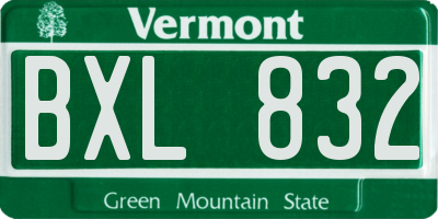 VT license plate BXL832