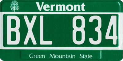 VT license plate BXL834