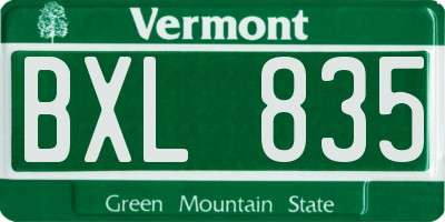 VT license plate BXL835