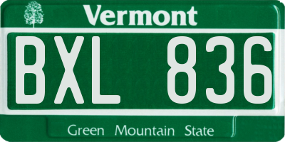 VT license plate BXL836