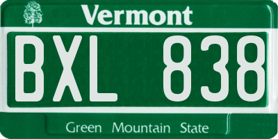 VT license plate BXL838