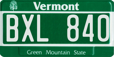 VT license plate BXL840