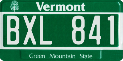 VT license plate BXL841