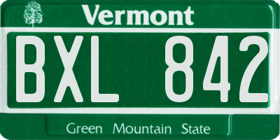 VT license plate BXL842