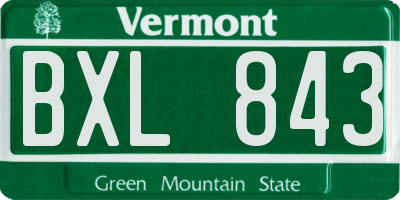 VT license plate BXL843