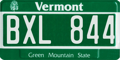 VT license plate BXL844