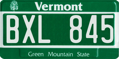 VT license plate BXL845