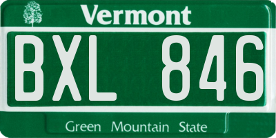 VT license plate BXL846