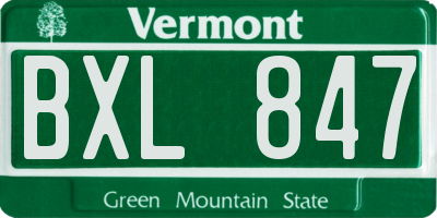VT license plate BXL847