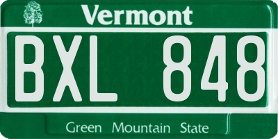 VT license plate BXL848