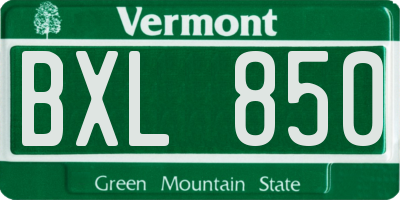 VT license plate BXL850