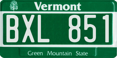 VT license plate BXL851