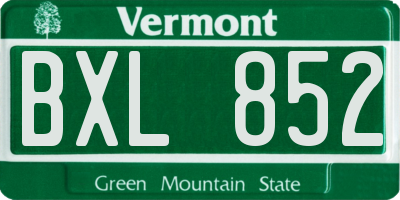 VT license plate BXL852