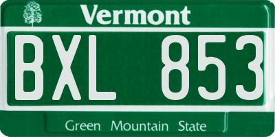 VT license plate BXL853