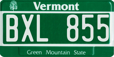 VT license plate BXL855