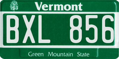 VT license plate BXL856