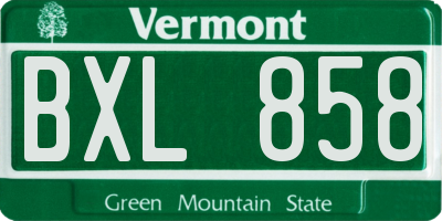VT license plate BXL858