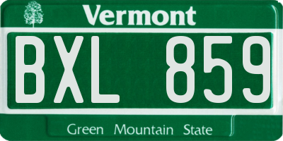 VT license plate BXL859