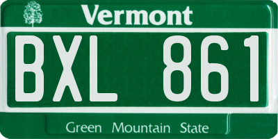 VT license plate BXL861