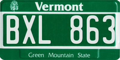 VT license plate BXL863