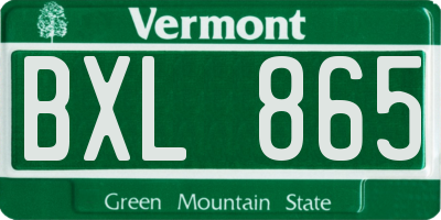 VT license plate BXL865