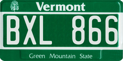 VT license plate BXL866